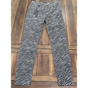 NWT Paige Hoxton Ultra Skinny Black Zebra Striped Cotton Blend Pants Women's 28